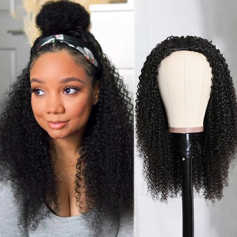 Woman with styled hair and a wig on a mannequin head.